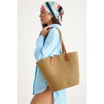 Shade Hasır Omuz Askılı Fermuarlı Maksi Çanta, Standart, 60801015, Camel, Kadın