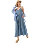 Shade İnce Askılı Uzun Denim Elbise, 38, 60281039, Buz Mavisi, Kadın