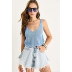 Shade Kadın Ajurlu Askılı Crop Triko Bluz 20251031, Bebe Mavisi, Standart