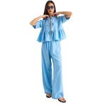 Shade Kadın Bağlama Detaylı Kısa Kollu Bluz Pantolon Alt-Üst Takım 9265 60281014, Bebe Mavisi, 36