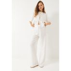 Shade Kadın Bağlama Detaylı Kısa Kollu Bluz Pantolon Alt-Üst Takım 9265 60281014, Beyaz, 38