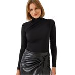 Shade Kadın Balıkçı Yaka Desenli Bluz 358-1 60351141, Siyah, S