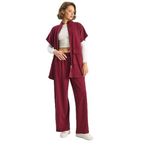 Shade Kadın Beli Lastikli Büyük Cep Detaylı Yelek Bol Pantolon Alt-Üst Modal Takım 8607 60283733, Bordo, L