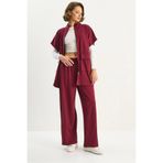 Shade Kadın Beli Lastikli Büyük Cep Detaylı Yelek Bol Pantolon Alt-Üst Modal Takım 8607 60283733, Bordo, M