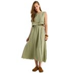 Shade Kadın Beli Lastikli Etek Yandan Bağlama Detaylı Crop Müslin Alt-Üst Takım 60283236, Çağla Yeşili, 38