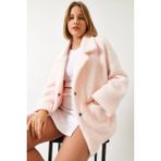 Shade Kadın Çift Cepli Oversize Peluş Mont - Pembe - Standart
