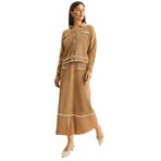 Shade Kadın Gold Düğme Detaylı Uzun Etekli Triko Alt-Üst Takım 60285002, Camel, Standart