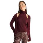 Shade Kadın Halter Yaka İçten Bluz Detaylı Hırka TH251006 60283834, Bordo, Standart