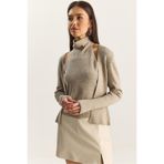 Shade Kadın Halter Yaka İçten Bluz Detaylı Hırka TH251006 60283834, Vizon, Standart