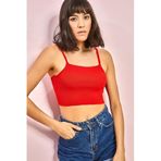 Shade Kadın Ip Askılı Crop Bluz, Kırmızı, Standart