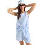 Shade Kadın Kalın Askılı Bluz Beli Lastikli Cep Dataylı Şort Müslin Takım 3310 60283414, Bebe Mavisi, S