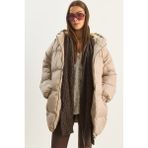 Shade Kadın Kapüşonlu Oversize Yarasa Kol Şişme Mont - Standart - Bej