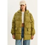 Shade Kadın Kapüşonlu Oversize Yarasa Kol Şişme Mont - Standart - Yeşil
