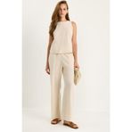 Shade Kadın Keten Bluz Pantolon Takım 3392 60283483, Krem, 38