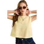 Shade Kadın Kolsuz Keten Bluz 3419-1 60282023, Sarı, L