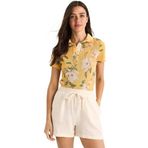 Shade Kadın Polo Yaka Desenli Dijital Baskılı Regular Yazlık Örme Bluz 60282016, Sarı, S