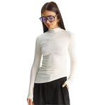 Shade Kadın Soft Touch Yarım Balıkçı Yaka Büzgülü Basic Blüz 1014 60283889, Beyaz, L