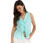 Shade Kadın V Yaka Fiyonk Detaylı Müslin Peplum Bluz G28-4883 60283356, Su Yeşili, M