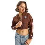 Shade Kapüşonlu Fermuarlı Crop Hırka, M, 60283525, Kahverengi, Kadın