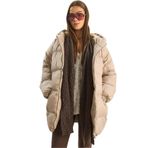Shade Kapüşonlu Oversize Şişme Mont, Standart, 60283686, Bej, Kadın