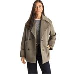 Shade Kruvaze Yaka Astarlı Kısa Oversize Kaşe Kaban, S, Kruvaze Yaka Astarlı Kısa Oversize Kaşe Kaban, Vizon, Kadın