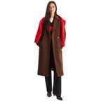 Shade Kruvaze Yaka Astarlı Oversize Uzun Kaşe Kaban, L, 60283849, Acı Kahve, Kadın