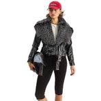 Shade Kürk Yaka Kuşaklı Suni Deri Ceket, M, 60283736, Siyah, Kadın