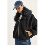 Shade Kürk Yakalı Kaşe Bomber Ceket, S, 60283786, Antrasit, Kadın