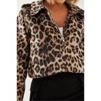 Shade Leopar Desenli Fermuarlı Mont, S, 60261009, Siyah-Camel, Kadın