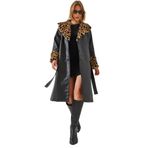 Shade Leopar Kürklü Deri Trençkot, 38, 60351269, Siyah, Kadın
