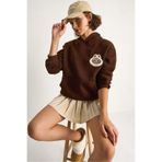 Shade Nakış İşlemeli Kapüşonlu Kanguru Cepli Sweatshirt, M, 60284098, Kahve, kadın