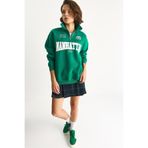Shade Nakışlı Yarım Fermuarlı Polo Yaka Şardonlu Oversize Sweatshirt, L, 60283528, Yeşil, kadın
