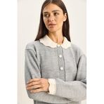 Shade Örgü Bebe Yaka Triko Hırka, Standart, 60283768, Gri, Kadın