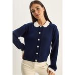 Shade Örgü Bebe Yaka Triko Hırka, Standart, 60283768, Lacivert, Kadın
