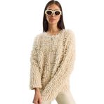 Shade Oversize Saçaklı Triko Hırka, Standart, 60283750, Bej, Kadın