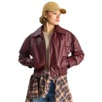 Shade Oversize Suni Deri Bomber Ceket, 36, 60283558, Bordo, Kadın