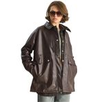 Shade Oversize Suni Deri Ceket, 38, 60283559, Acı Kahve, Kadın