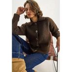 Shade Polo Yaka Triko Hırka, Standart, 60283663, Acı Kahve, Kadın