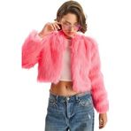 Shade Suni Kürklü Astarlı Mont, S, Suni Kürklü Astarlı Mont, Şeker Pembe, Kadın