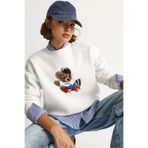 Shade Teddy Nakış İşlemeli Bisiklet Yaka Salaş Sweatshirt, L, 60283522, Beyaz, kadın