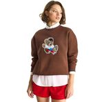 Shade Teddy Nakış İşlemeli Bisiklet Yaka Salaş Sweatshirt, M, 60283522, Kahverengi, kadın