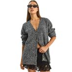Shade V Yaka Oversize Buklet Carmen Triko Hırka, Standart, 60283679, Siyah, Kadın