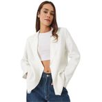 Shade Vatkalı Astarı Çizgili Blazer Ceket, M, 60283002, Ekru, Kadın