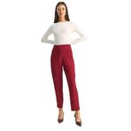 Shade Yüksek Bel Çimalı Havuç Kesim Pantolon, 36, 60283887, Bordo, Kadın