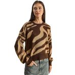 Shade Zebra Desenli Triko Kazak, Standart, 60285006, Kahverengi, Kadın