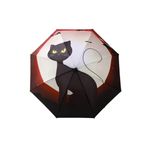 Shadowpaw Renkli Gözlü Kedi ve Yarasa Desenli Katlanabilir Şemsiye, 110 cm Çap, 8 Telli Fiberglass, Rüzgara Dayanıklı