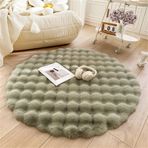 Shaggy Yuvarlak Parça Halı Yatak Odası Oturma Odası için Büyük Yumuşak Halı Modern Dekor Emici Su Kaymaz Banyo Zemin Paspası Çocuk Odası için (Avokado Yeşili 47,2 inç/120 cm)