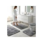 SHAGY HOME BANYO PASPASI 4LÜ Shaggy PASPAS TAKIMI AÇIK GRİ BÜYÜK BOY 60X100 KAYMAZ TABAN