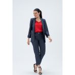 Shahiqa Simli Çizgili Yazlık Blazer Ceket - 40 - Siyah