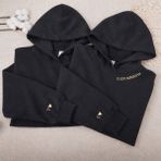 Shain Kişiye Özel Harf Tarih Yaka Baskılı Sevgililer Günü Hediyesi Çift Kombin Siyah Sweatshirt - 2XL